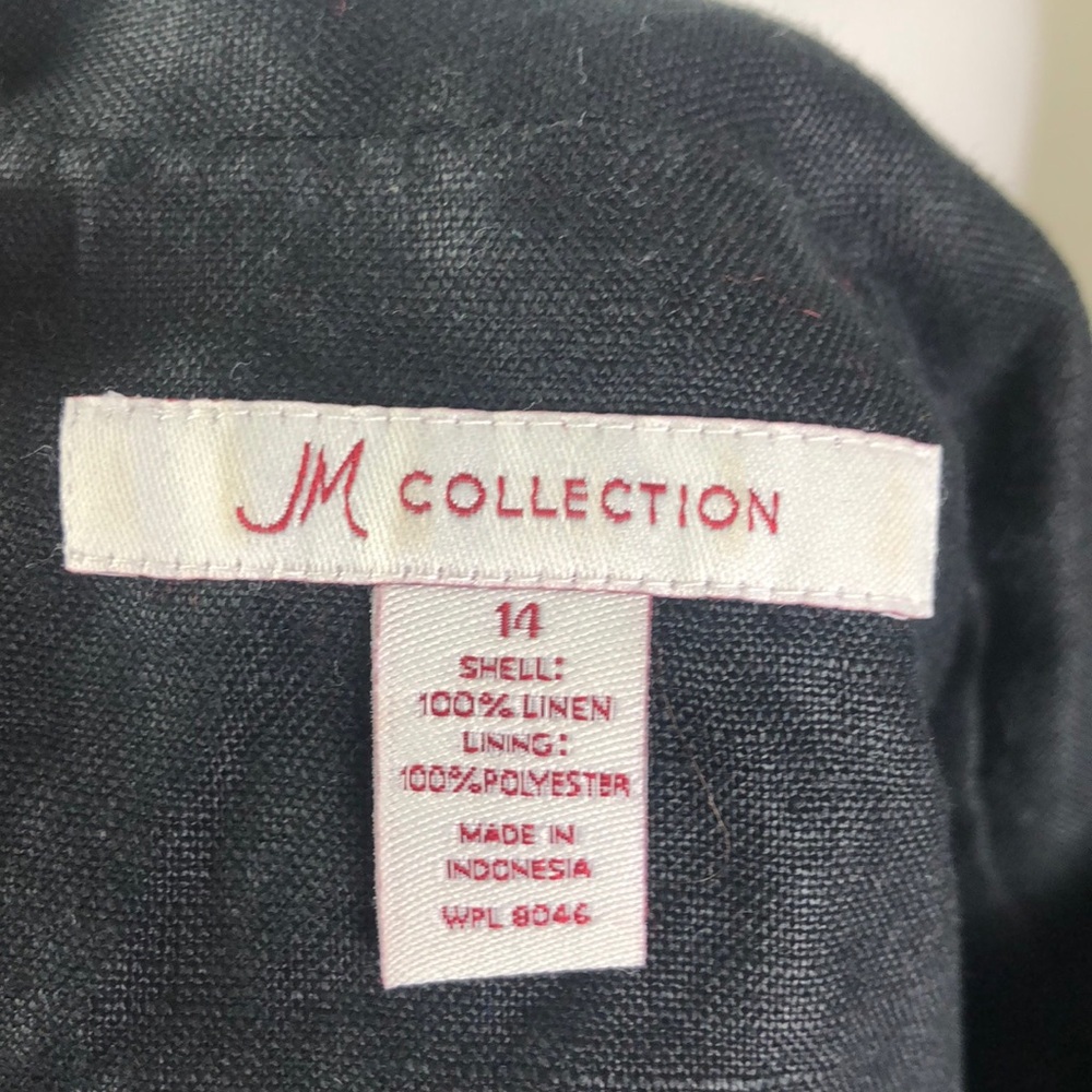 JM Collection Embroidered Linen Jacket Black White Floral - Picture 3 of 8